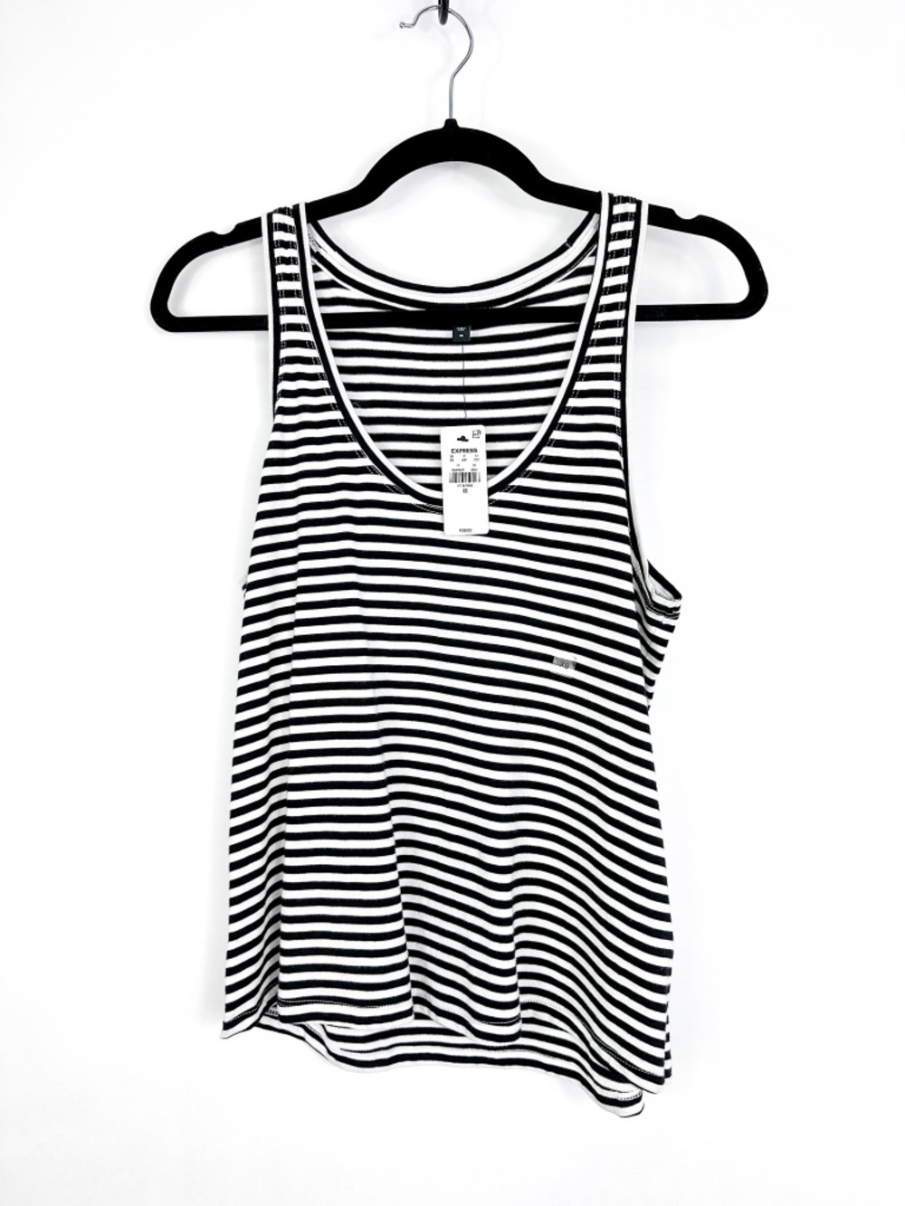 Express Black & White Striped Sleeveless Skimming Tank Top